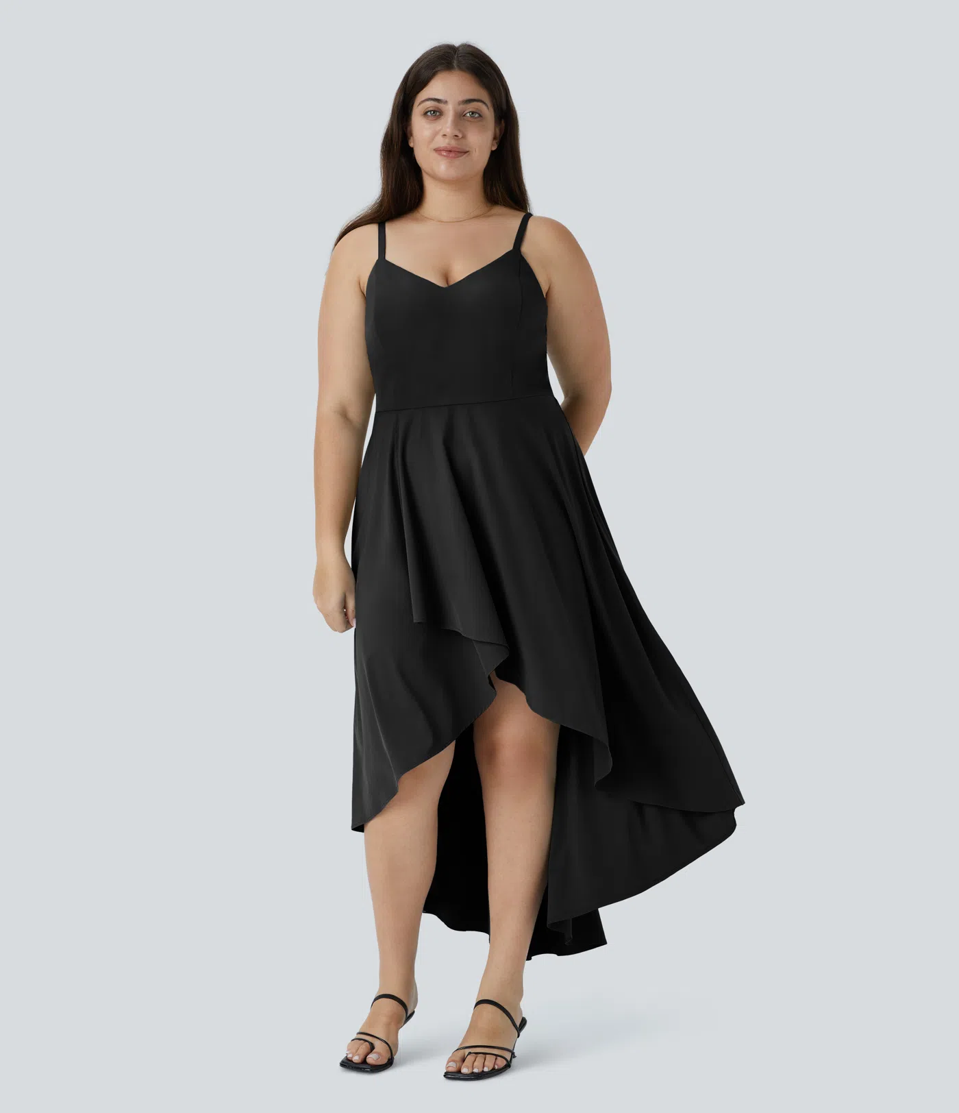 Breezeful™ Shirred High Low Flowy Quick Dry Maxi Slip Plus Size Dress