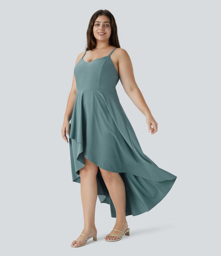 Breezeful™ Shirred High Low Flowy Quick Dry Maxi Slip Plus Size Dress