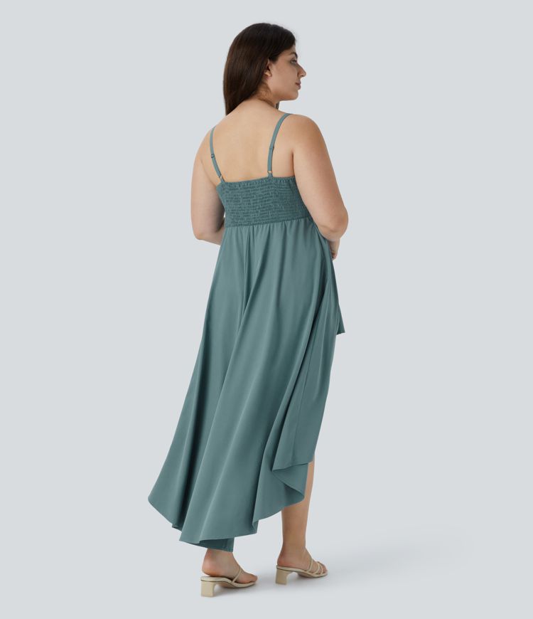 Breezeful™ Shirred High Low Flowy Quick Dry Maxi Slip Plus Size Dress