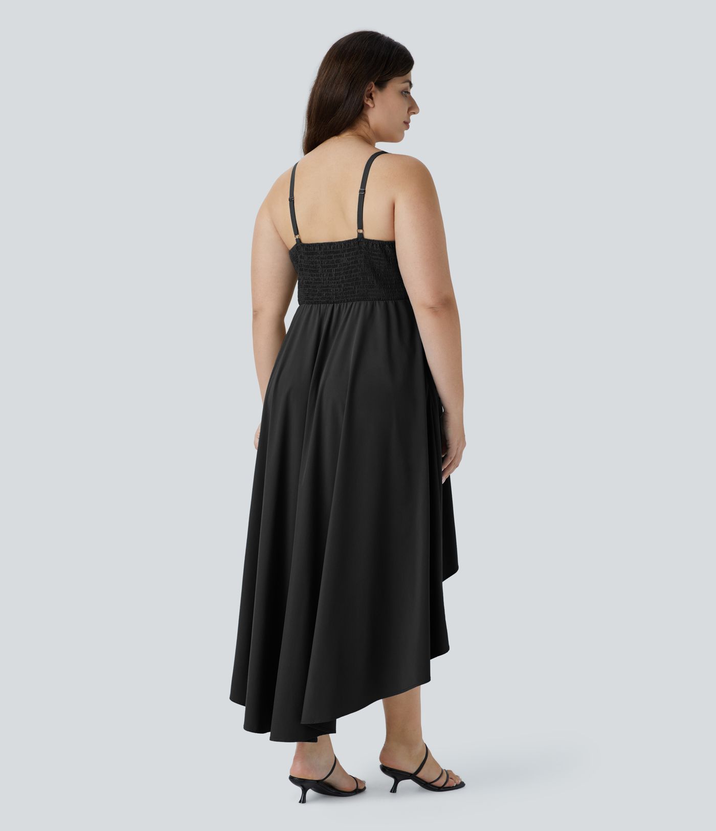 Breezeful™ Shirred High Low Flowy Quick Dry Maxi Slip Plus Size Dress
