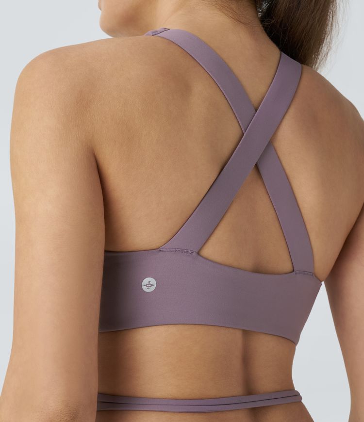 Softlyzero™ Low Support Backless Crisscross Tie Side Yoga Sports Bra-UPF50+