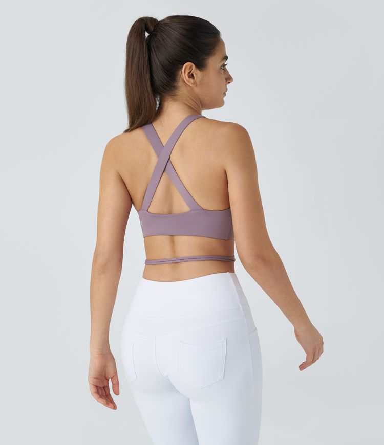 Softlyzero™ Low Support Backless Crisscross Tie Side Yoga Sports Bra-UPF50+