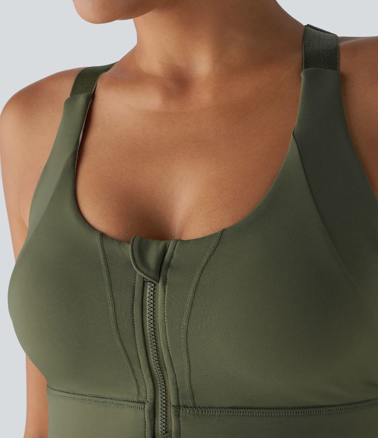 Sujetador SpeedWave™ deportivo correr secado rápido hebilla ajustable espalda cruzada cremallera alta sujeción