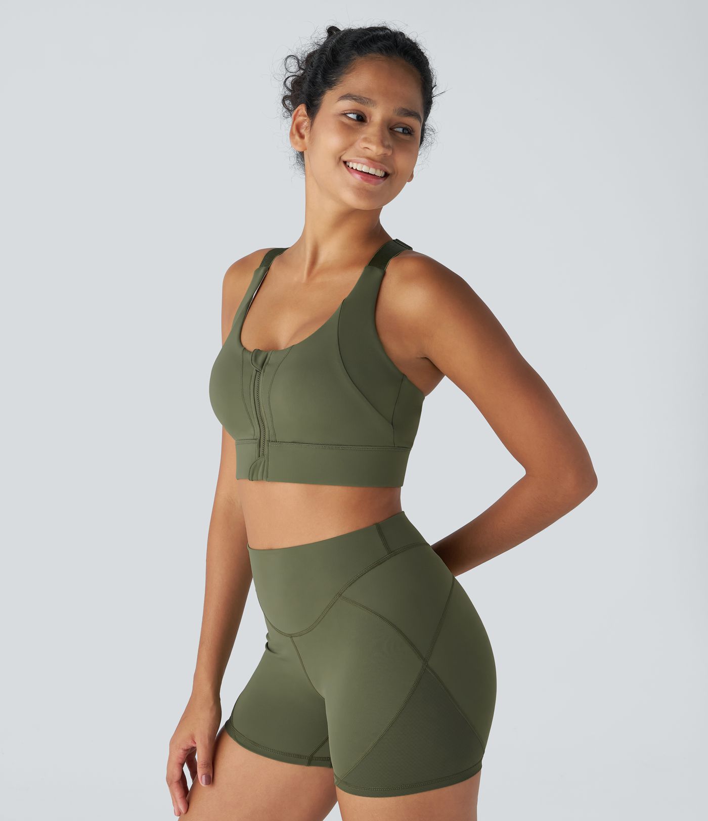 SpeedWave™ High Support Zipper Racerback Adjustable Buckle Quick Dry Running Sports Bra