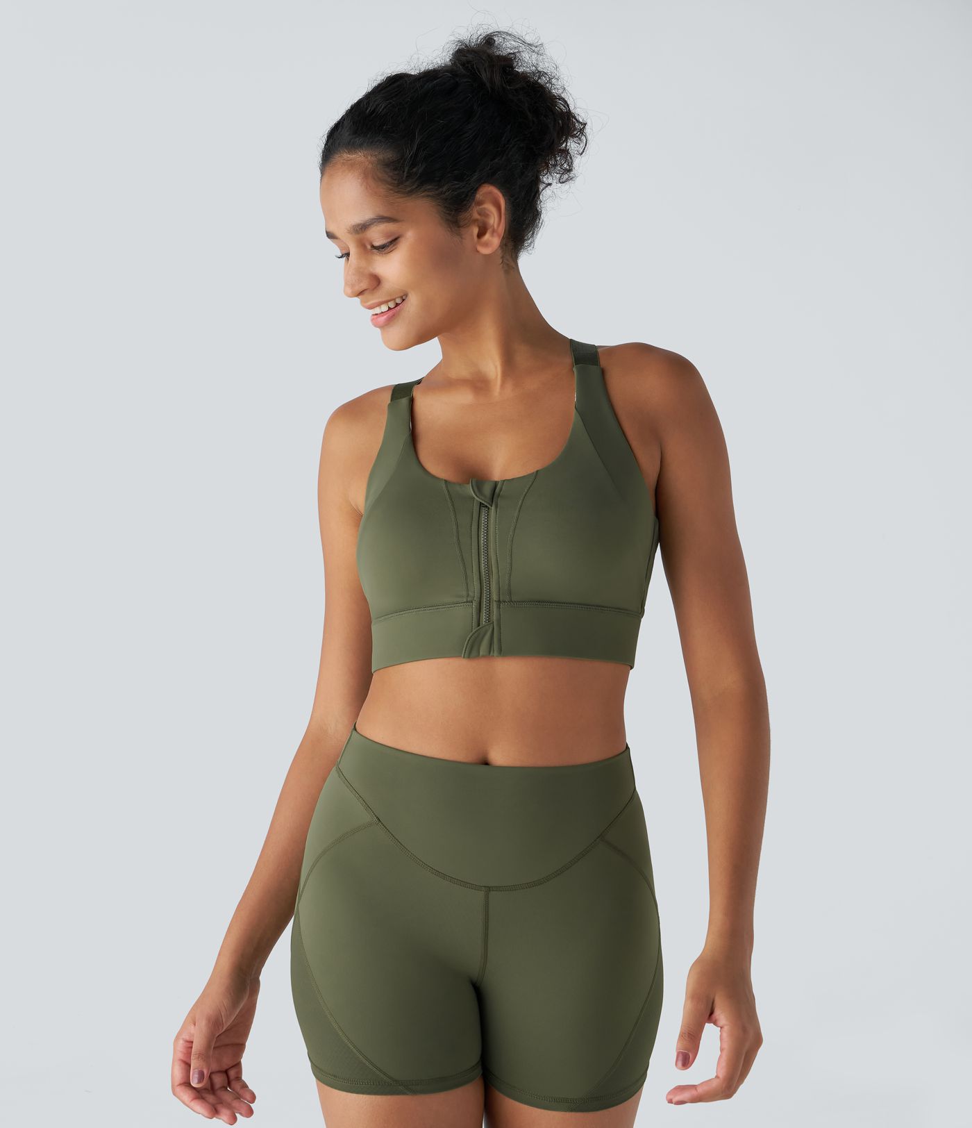 SpeedWave™ High Support Zipper Racerback Adjustable Buckle Quick Dry Running Sports Bra