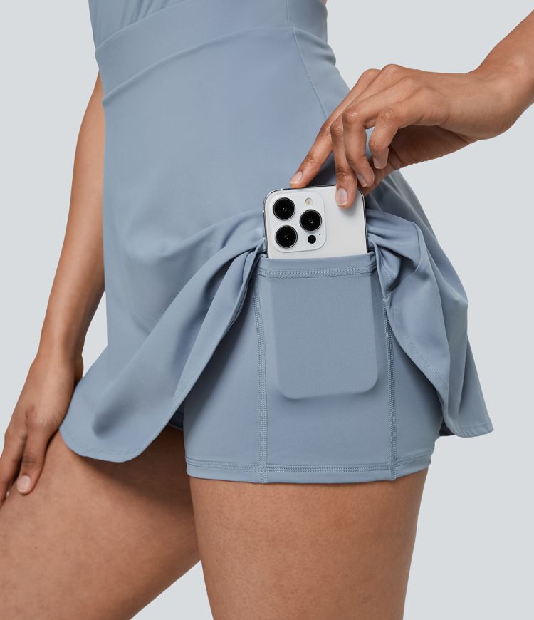 Ruched 2-in-1 Pocket Mini Slip Casual Dress-Easy Peezy Edition