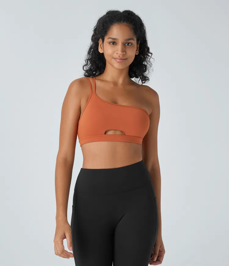 SoftlyZero™ Low Support One Shoulder Cut Out Yoga Sports Bra-UPF50+