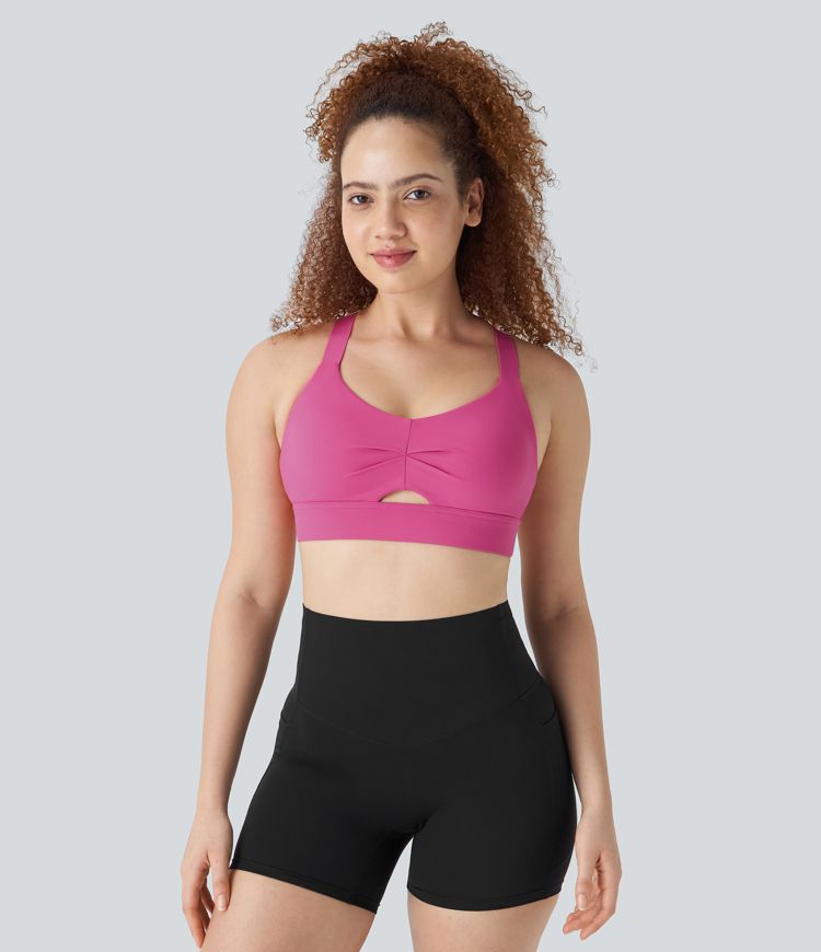 UltraSculpt Medium Support Backless Crisscross Adjustable Strap Workout Sports Bra