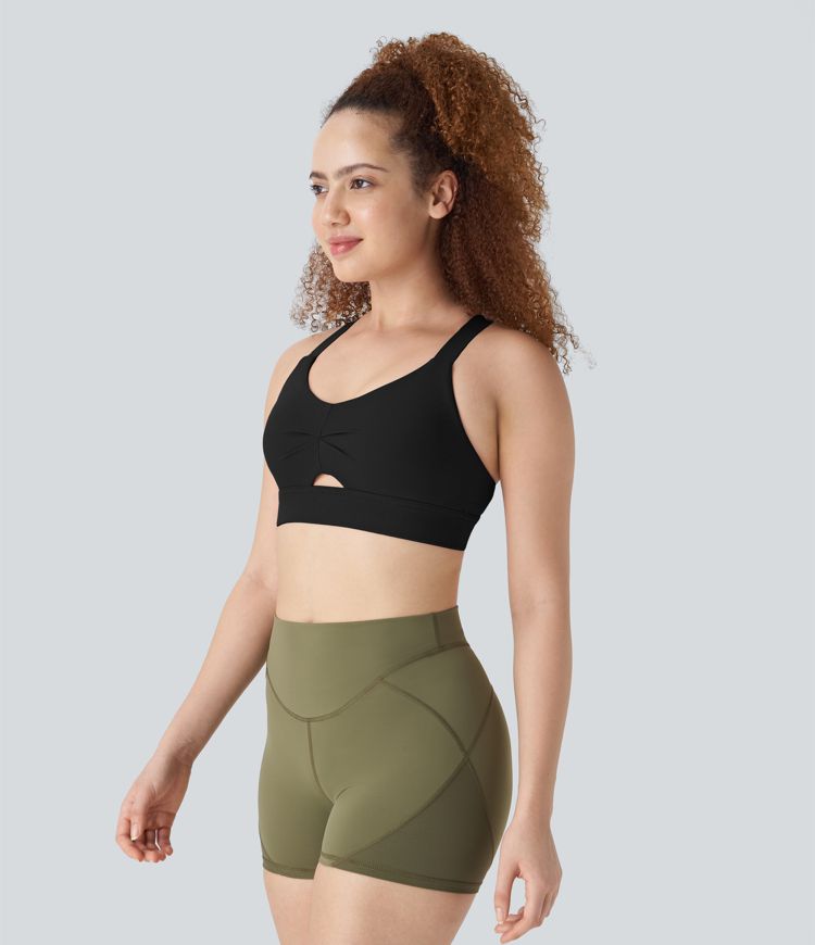 UltraSculpt Medium Support Backless Crisscross Adjustable Strap Workout Sports Bra