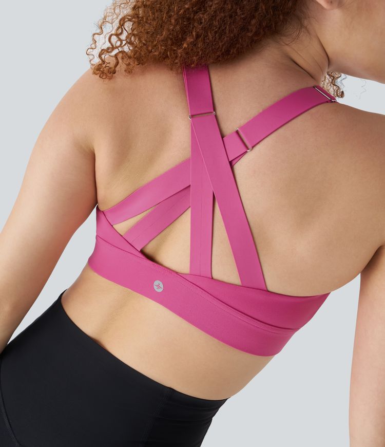 Halara UltraSculpt™ Soutien-Gorge de Sport à Soutien Moyen Dos Nu avec Croisillons et Bretelles Ajustables