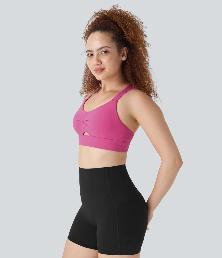 UltraSculpt Medium Support Backless Crisscross Adjustable Strap Workout Sports Bra