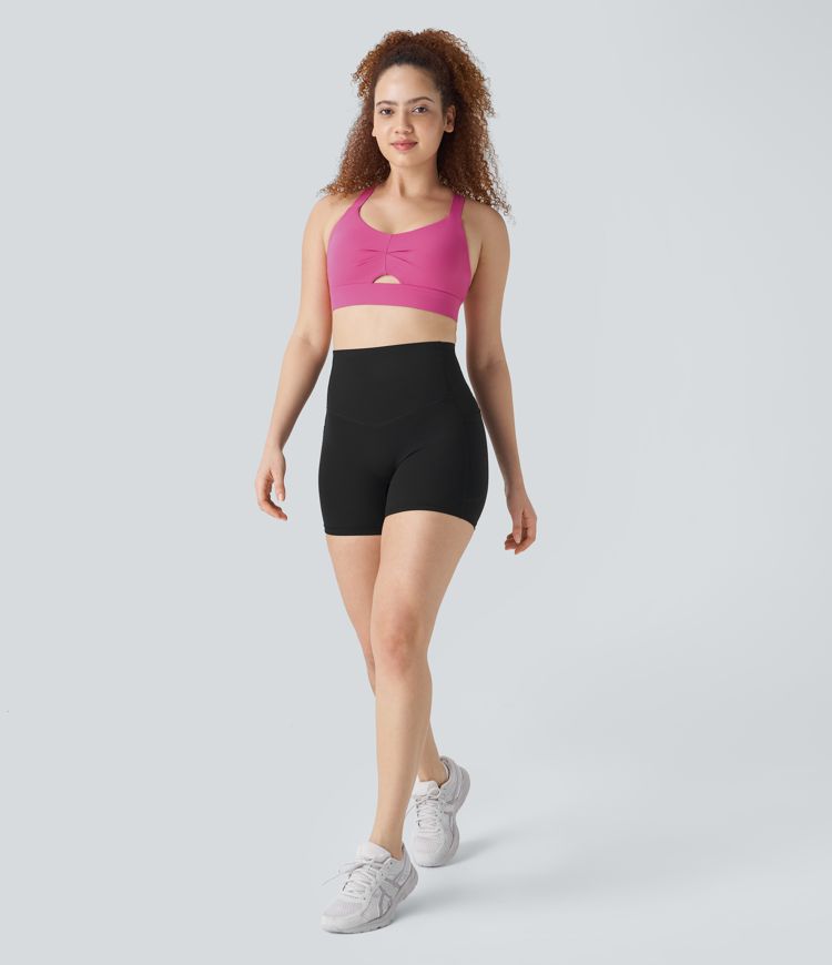 Halara UltraSculpt™ Soutien-Gorge de Sport à Soutien Moyen Dos Nu avec Croisillons et Bretelles Ajustables