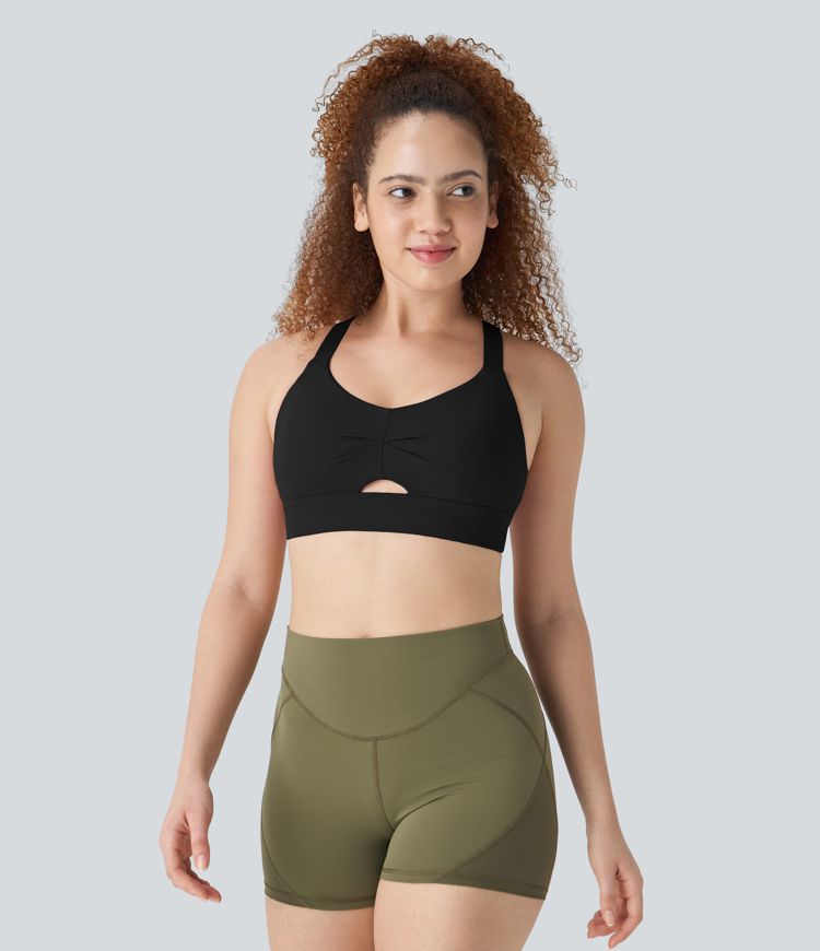 UltraSculpt Medium Support Backless Crisscross Adjustable Strap Workout Sports Bra