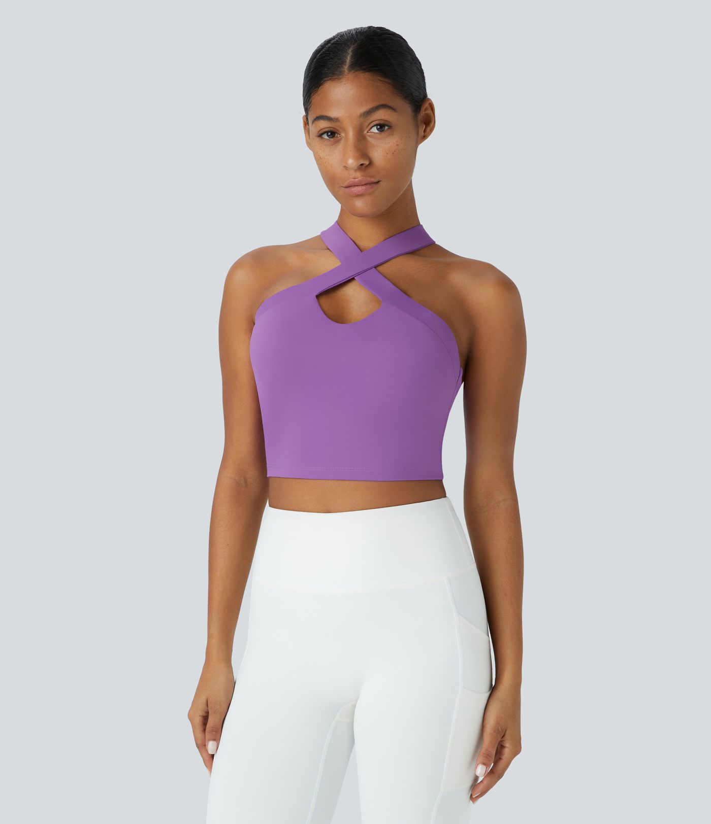 Camiseta sin mangas Softlyzero™ Airy entrenamiento corte cruzado sin espalda tacto fresco UPF50+