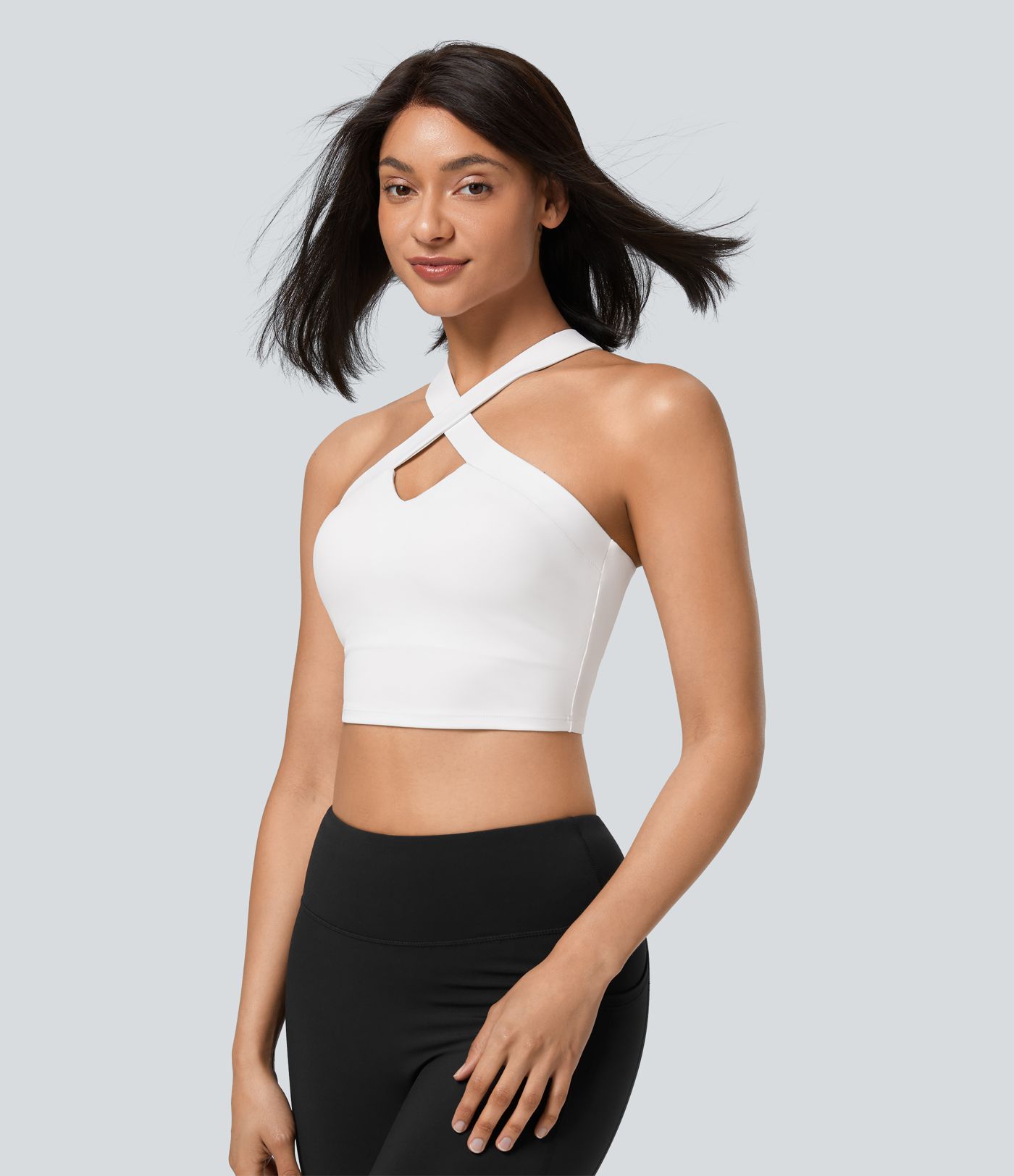 Softlyzero™ Airy クリスクロス カットアウト ホルター バックレス クールタッチ ワークアウト タンクトップ - UPF50+