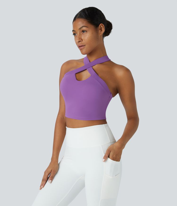 ACYM Halter design オールインワン Women's SoftlyZero™ Airy Cut Out Halter Cool Touch Workout