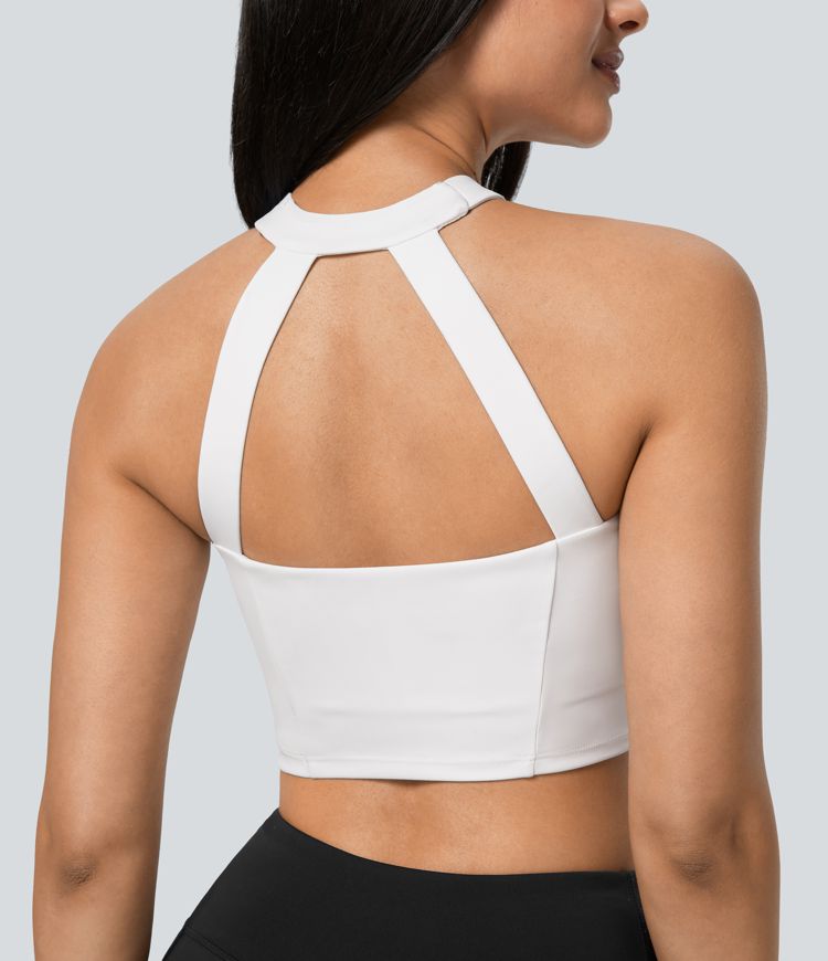 Softlyzero™ Airy クリスクロス カットアウト ホルター バックレス クールタッチ ワークアウト タンクトップ - UPF50+