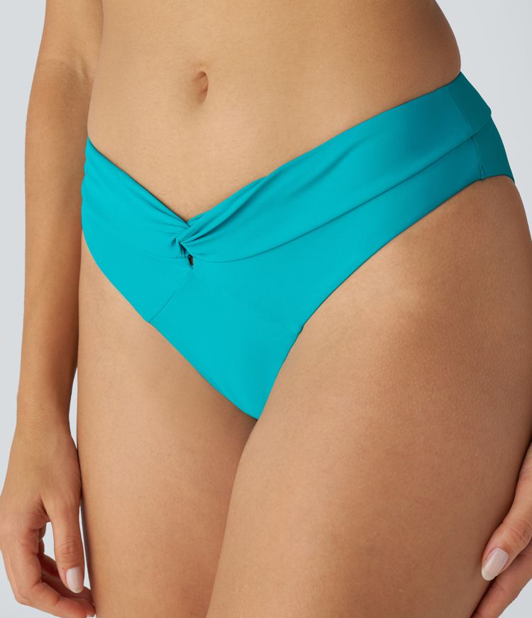 Traje baño parte inferior bikini retorcida V tiro medio