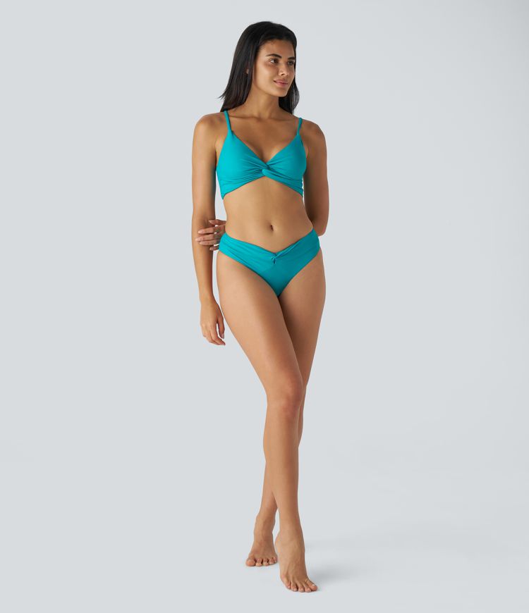 Traje baño parte inferior bikini retorcida V tiro medio