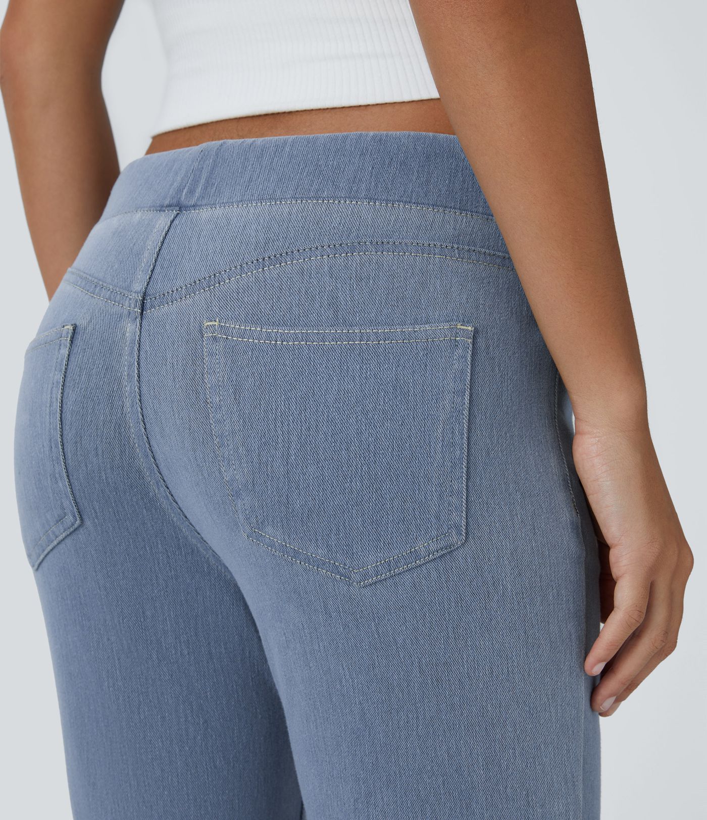 Halara Flex™ Low Rise Drawstring Multiple Pockets Stretchy Knit Casual Flaredd SweatTrousers Jeans