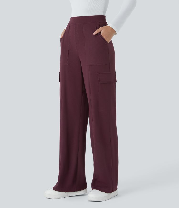 Pantalón Halara Flex™ oficina gofre pierna recta múltiple bolsillo tiro alto