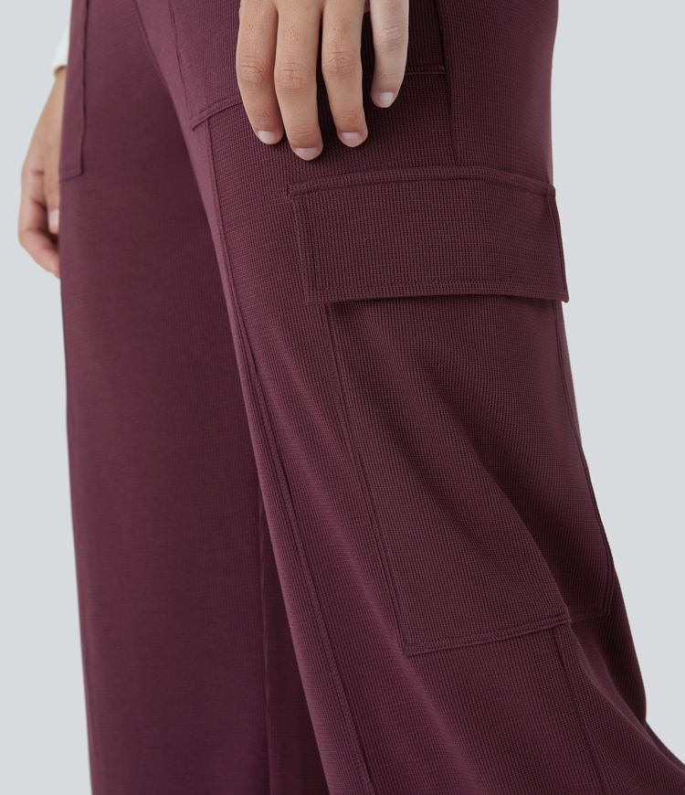 Pantalón Halara Flex™ oficina gofre pierna recta múltiple bolsillo tiro alto