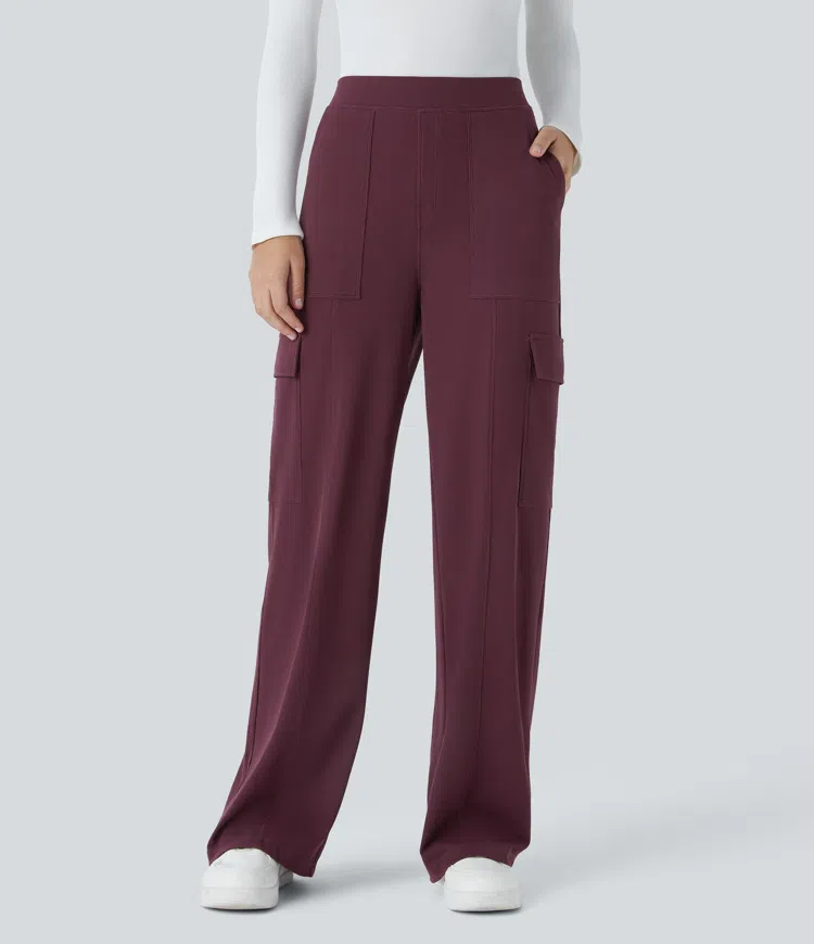 Halara Flex™ High Waisted Pockets Straight Leg Waffle Work Pants