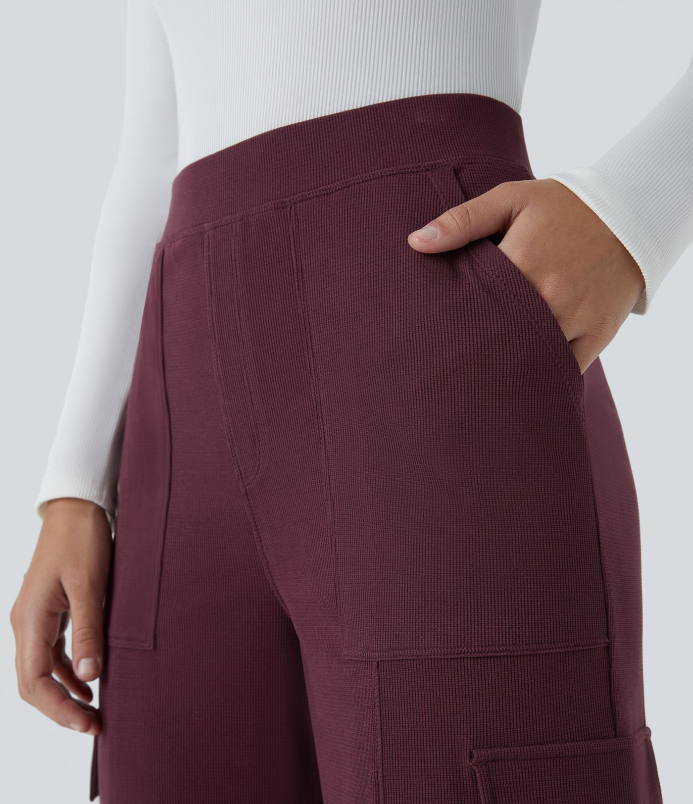 Pantalón Halara Flex™ oficina gofre pierna recta múltiple bolsillo tiro alto