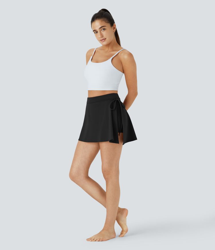 Everyday SoftlyZero™ Airy Mid Rise Tie Side A Line 2-in-1 Pocket Mini Cool Touch Skirt-UPF50+