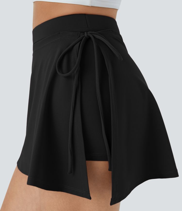 Everyday SoftlyZero™ Airy Mid Rise Tie Side A Line 2-in-1 Pocket Mini Cool Touch Skirt-UPF50+