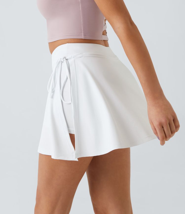 Everyday Softlyzero™ Airy Mid Rise Tie Side A Line 2-in-1 Side Pocket Mini  Tennis Skirt-UPF50+