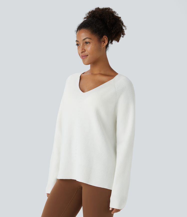 V Neck Long Sleeve Casual Sweater