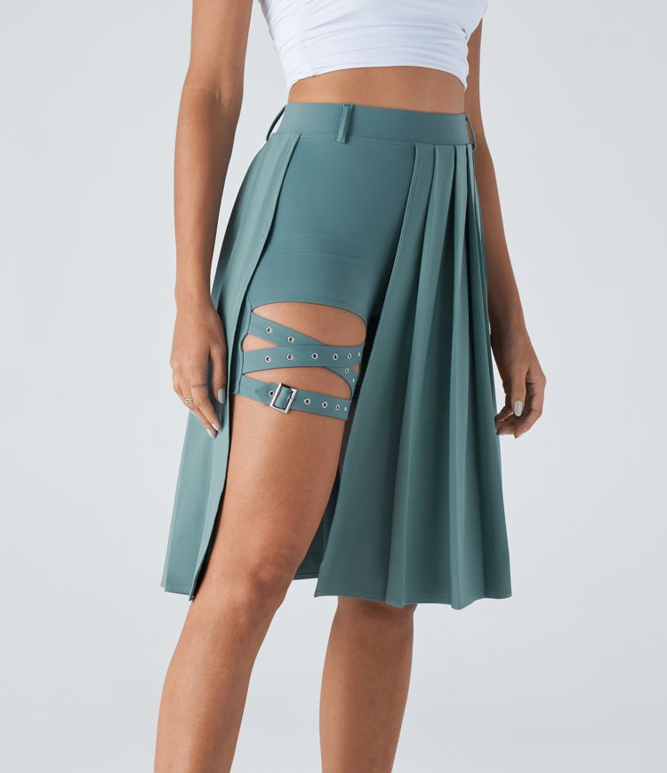 Falda Breezeful™ secado rápido 2 en 1 hebilla ajustable plisada tiro alto