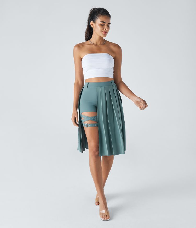 Falda Breezeful™ secado rápido 2 en 1 hebilla ajustable plisada tiro alto