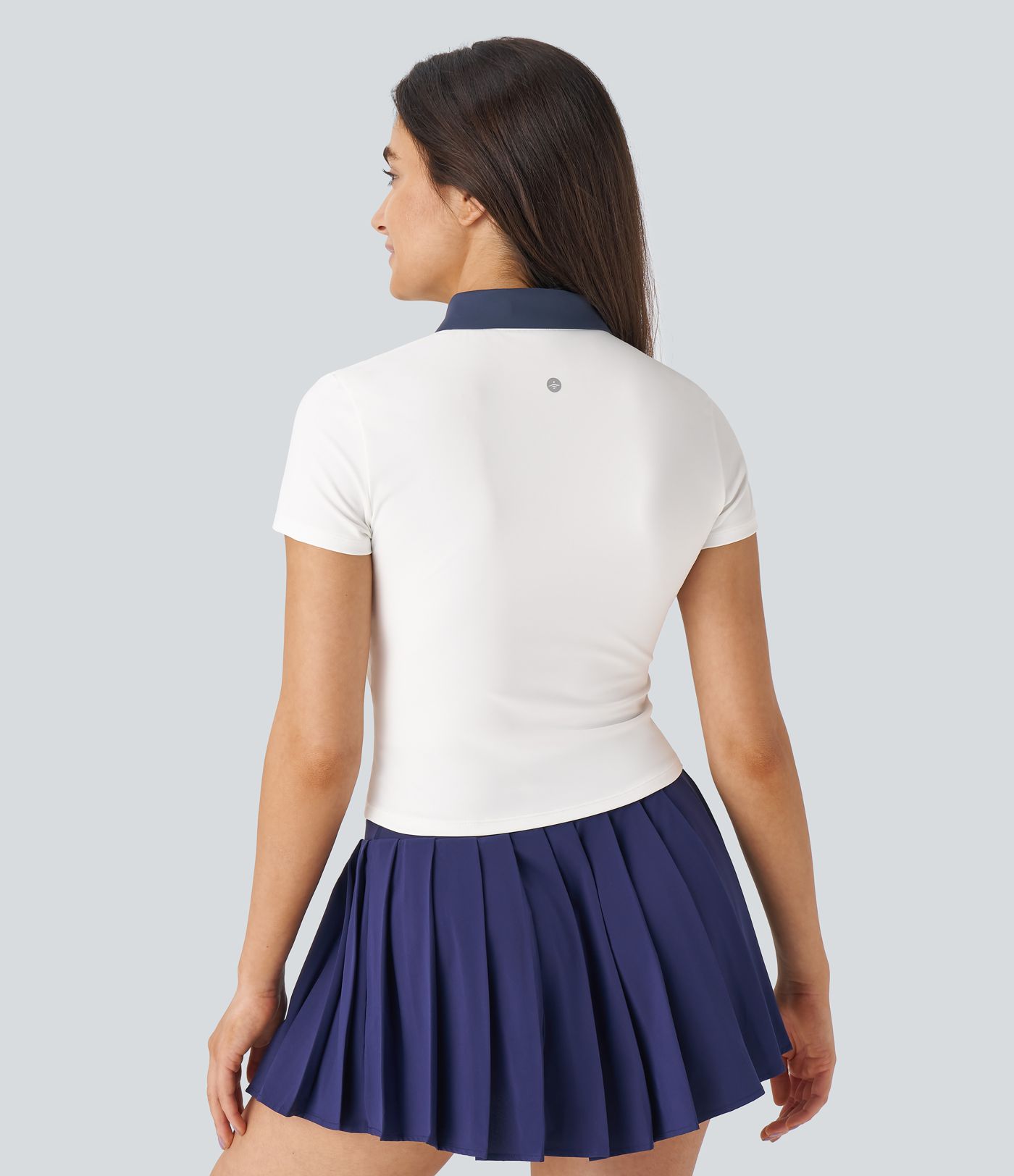 Polo Collar Half Zip Short Sleeve Tennis Sports Top