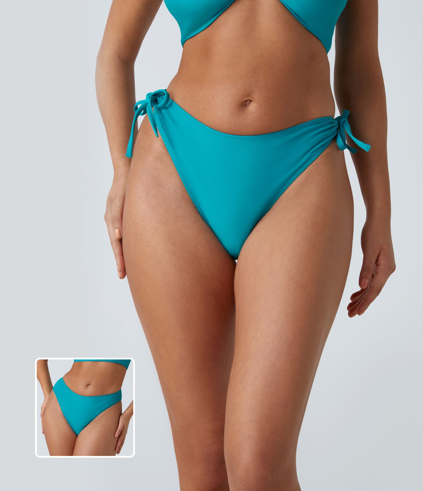 Bañador inferior bikini tiro medio extraíble lazo lateral
