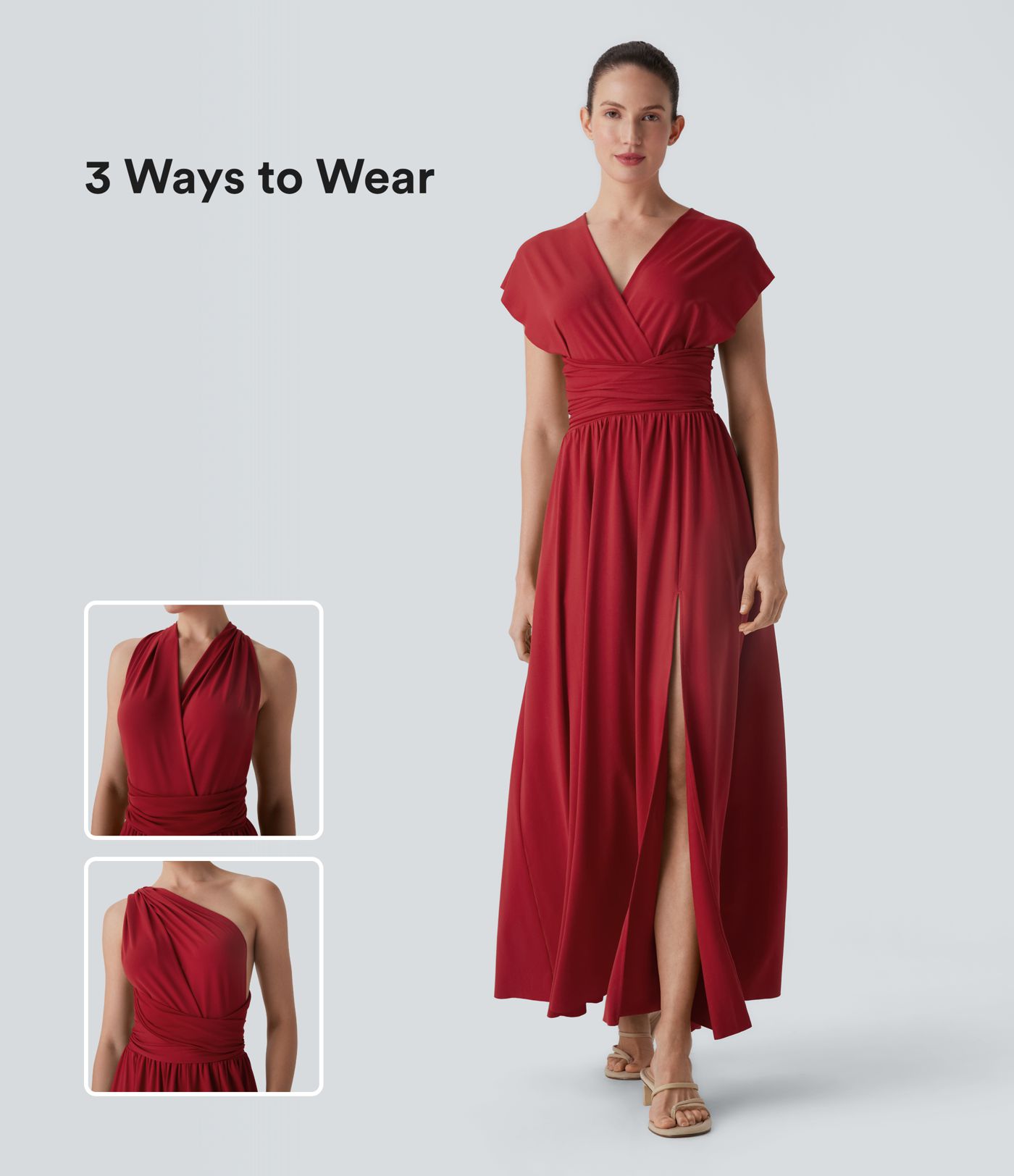 V Neck Short Sleeve Tie Back Maxi Dress with Pocket