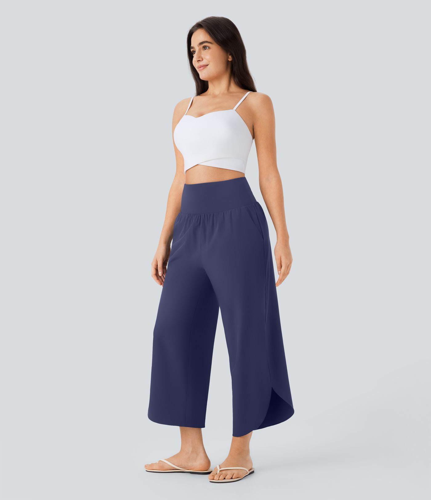 SoCinched Hohe Taille Bauchkontrolle Taschen-Saum Schnelltrocknende Hose