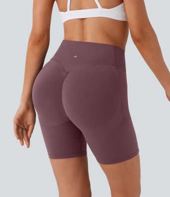 Halara UltraSculpt™ - Formende Workout-Shorts mit hohem Bund, Seitentaschen, Booty-Scrunch und Seitentaschen - Po-Lifting, 17,8 cm