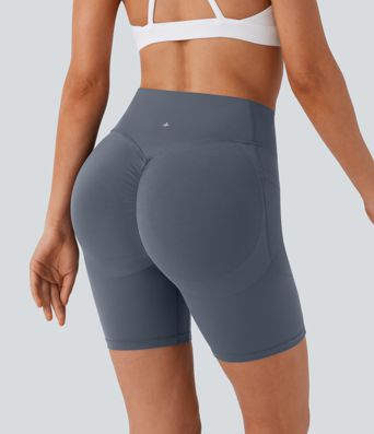 Halara UltraSculpt™ High Waisted Scrunch Butt Lifting Tummy Control Side Pocket Shaping Workout Biker Shorts 7''