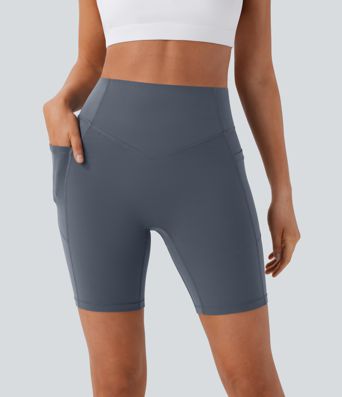 Halara UltraSculpt™ High Waisted Scrunch Butt Lifting Tummy Control Side Pocket Shaping Workout Biker Shorts 7''