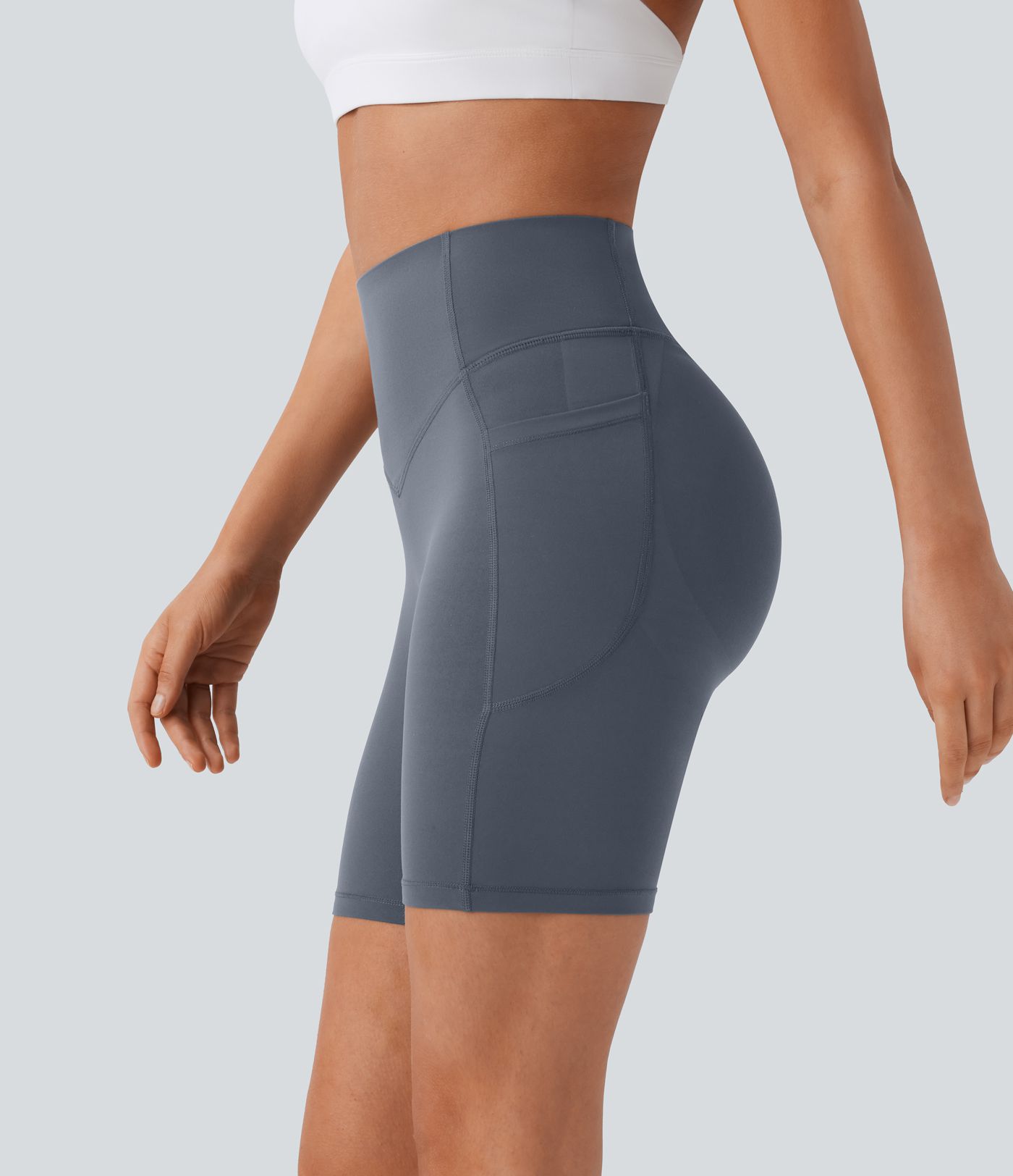 Halara UltraSculpt™ High Waisted Scrunch Butt Lifting Tummy Control Side Pocket Shaping Workout Biker Shorts 7''