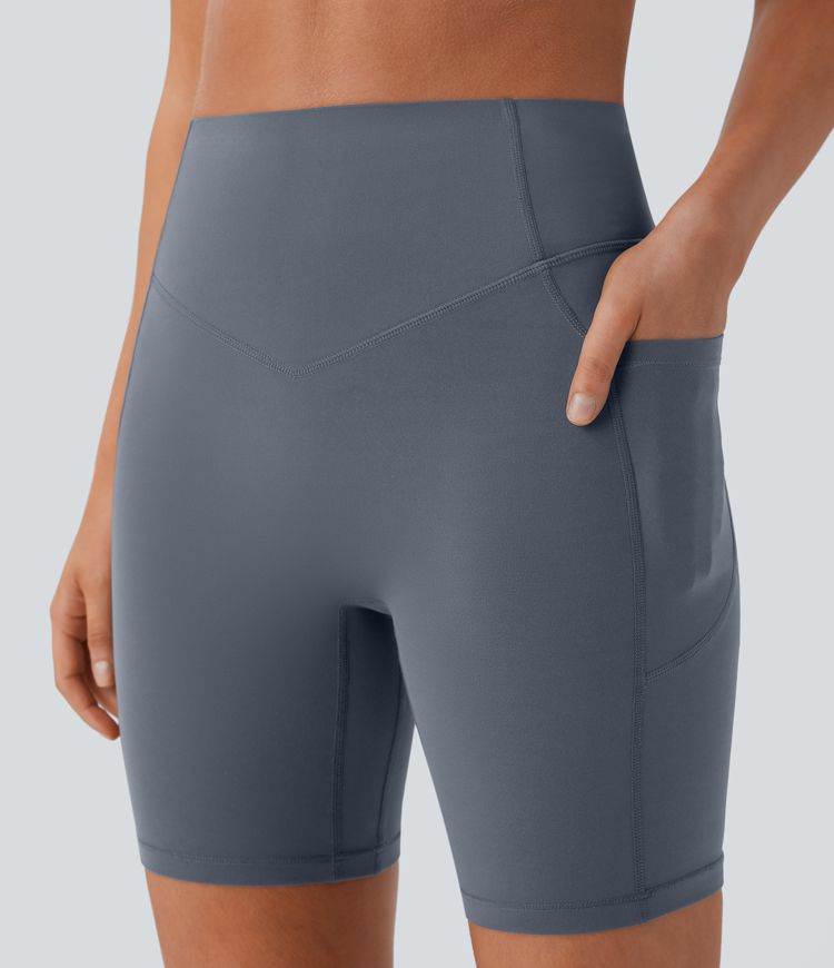 Halara UltraSculpt™ High Waisted Scrunch Butt Lifting Tummy Control Side Pocket Shaping Workout Biker Shorts 7''