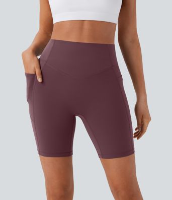 Halara UltraSculpt™ - Formende Workout-Shorts mit hohem Bund, Seitentaschen, Booty-Scrunch und Seitentaschen - Po-Lifting, 17,8 cm