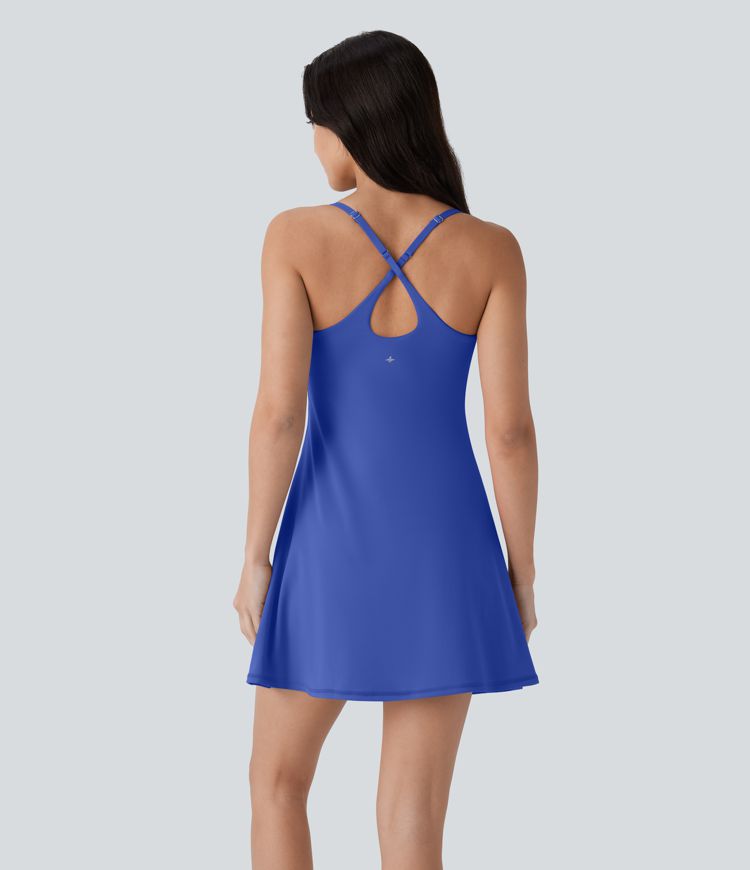 Softlyzero™ Plush Rückenfreies 2-in-1 Mini-Tanzkleid mit Seitentaschen - Easy Peezy Edition