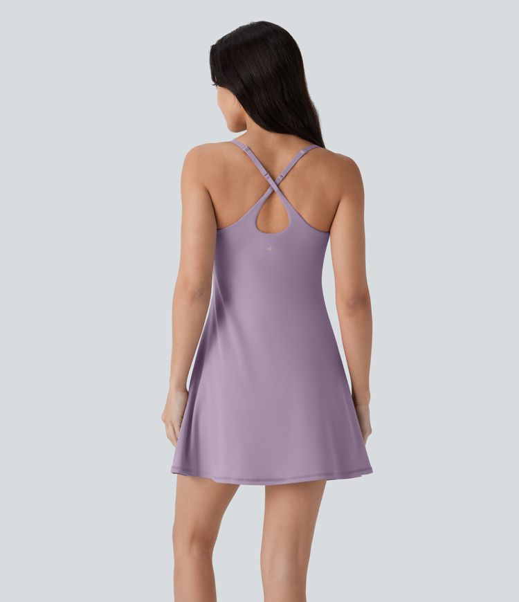 Softlyzero™ Plush Molded Cups Adjustable Strap Backless Dance Active Dress-Easy Peezy Edition