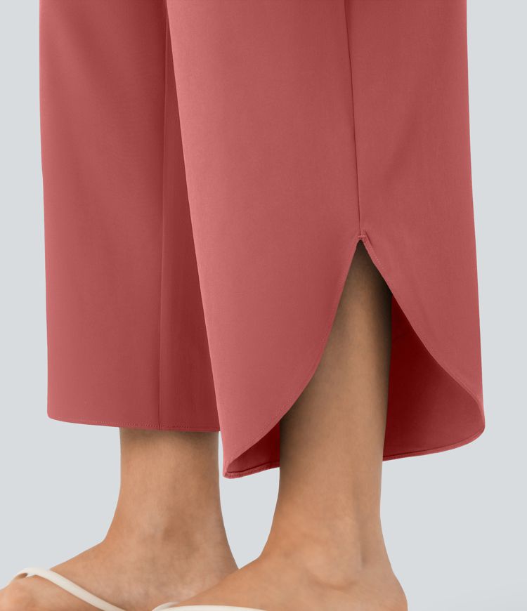 Breezeful™ High Waisted Tummy Control Split Hem Quick Dry Resort Pants with Pockets