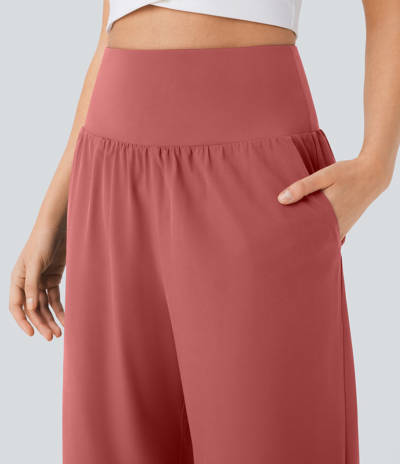 Breezeful™ High Waisted Tummy Control Split Hem Quick Dry Resort Pants with Pockets