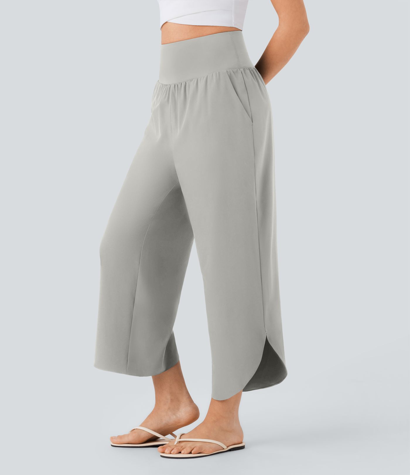 Breezeful™ High Waisted Tummy Control Split Hem Quick Dry Resort Pants with Pockets
