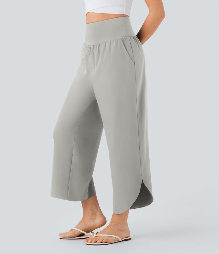 Breezeful™ High Waisted Tummy Control Split Hem Quick Dry Resort Pants with Pockets